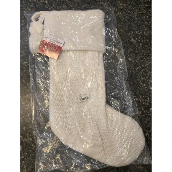 St. Nicholas Square Ivory Cable Knit Christmas Stocking *NEW*