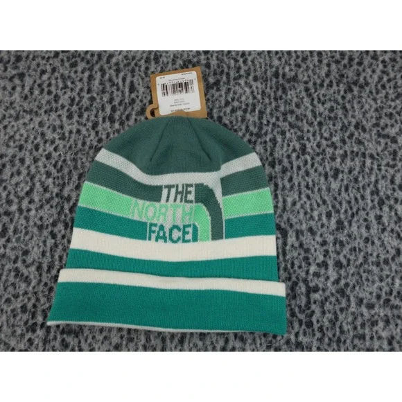The‎ North Face Retro Logo Beanie Dark Sage Green Striped NF0A7WL8I0F-OS Mens OS