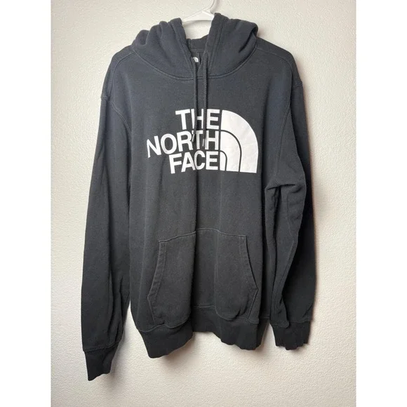 The North Face Mens Half Dome Pullover Hoodie Black White Logo Large NF0A4M4B