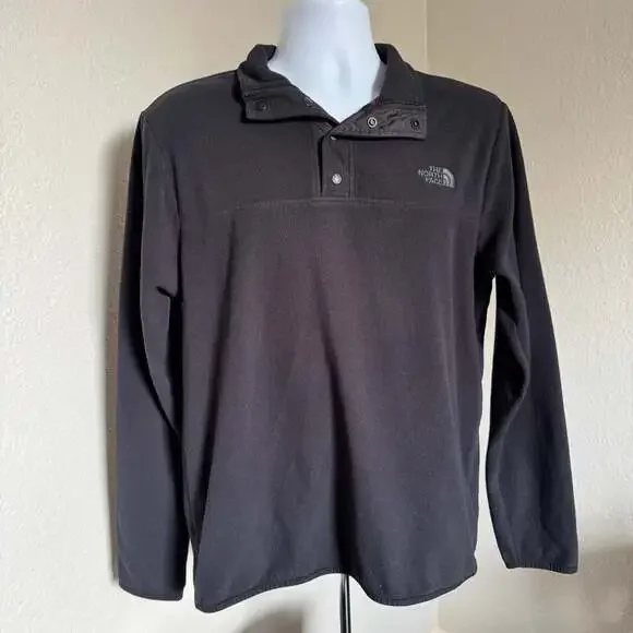 The North Face Men's TKA Glacier Snap-Neck Fleece Pullover in Black