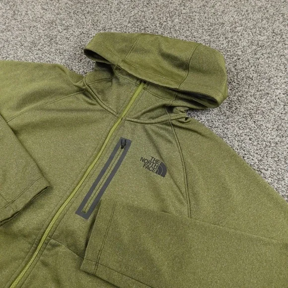 North Face Jacket Mens M Green Canyonlands Hooded Fleece Full‎ Zip Outdoor Coat