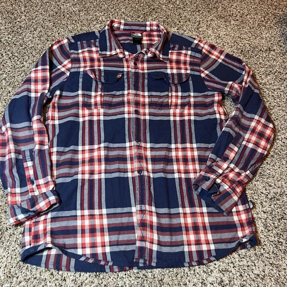 The North Face Flannel Shirt Plaid Button‎ Up Long Sleeve Outdoor Mens XL