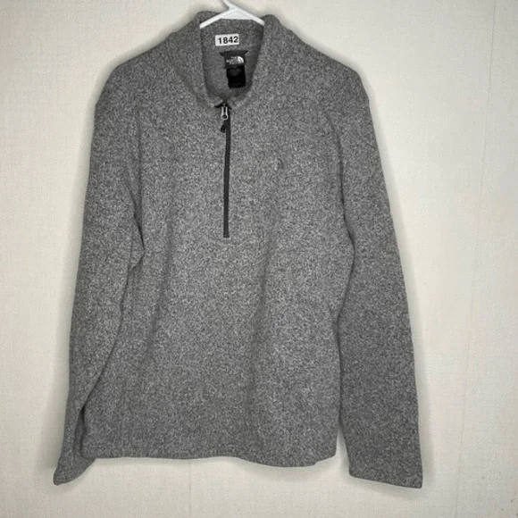 The North Face Gray Quarter Zip Fleece Pullover Jacket Large Hiking Gorp Camping