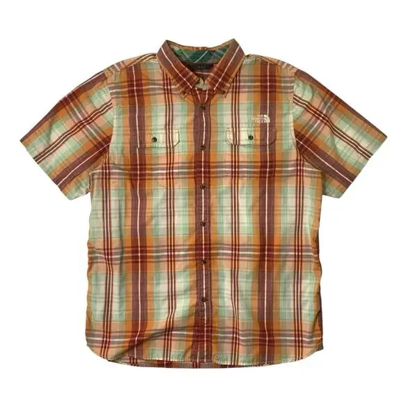 The North Face Shirt Mens XL Lightweight Cotton Plaid Button Down Short Sleeve