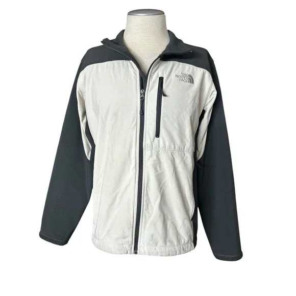 The North Face Apex Bionic Softshell Jacket Mens Medium Grey White Windbreaker