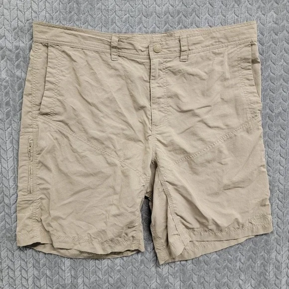 The North Face Cargo Shorts Mens Size 40 Beige Ripstop Lightweight Nylon Hiking‎