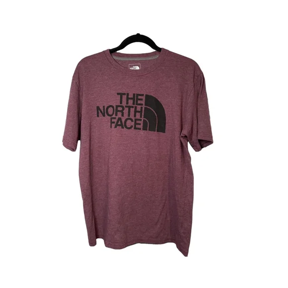 THE NORTH FACE Short Sleeve Half Dome Maroon and Black Print Tee Shirt