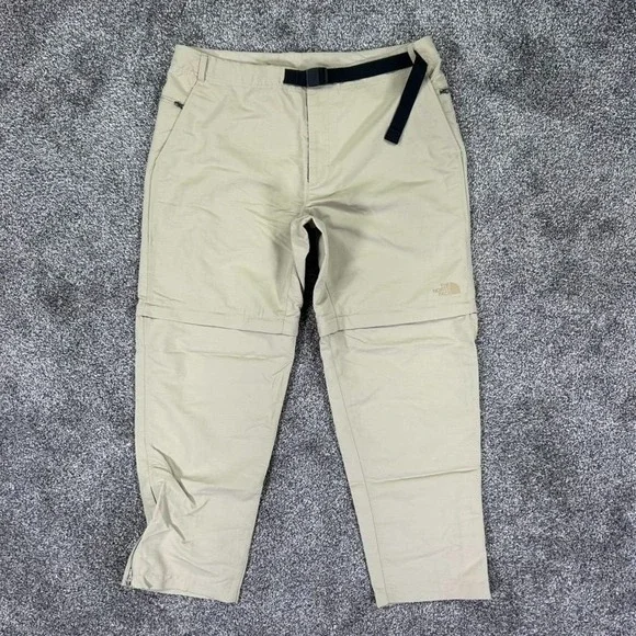 The North Face Convertible Hiking Pants‎ Mens 38 Beige Integrated Belt Outdoors