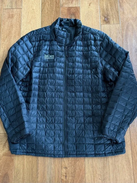 The North Face ThermoBall Jacket XXL Black Full Zip InCare Technologies Logo