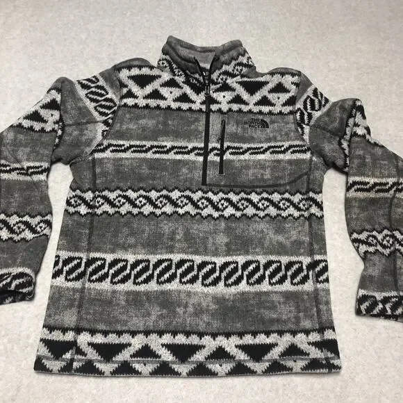 The North Face Tsillan Quarter Zip Sweatshirt Men's Medium Aztec Print Black