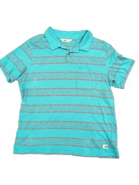The North Face Striped Teal & Gray Polo Shirt Size XL X-Large
