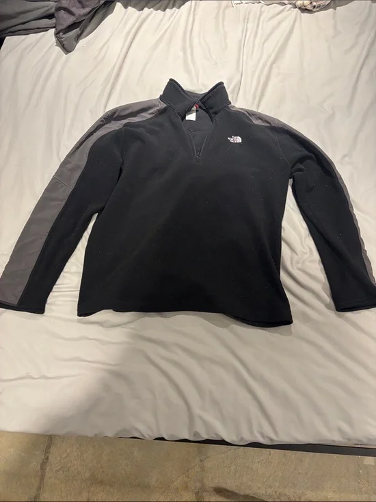 The North Face Men's Black V-Neck Pullover with Gray Shoulder Panels