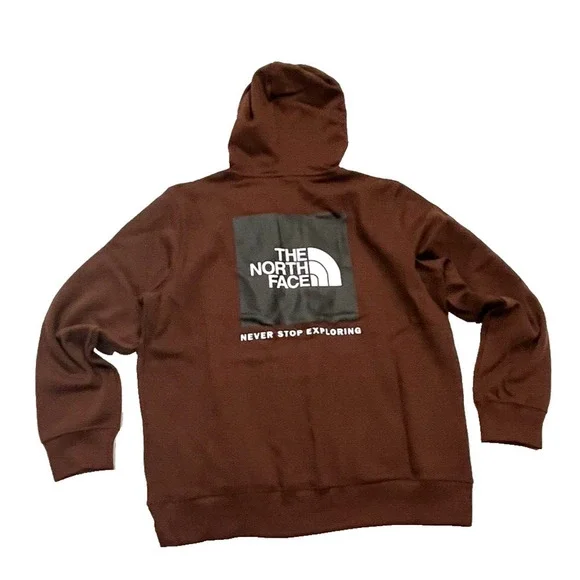 The North Face men's Box NSE logo Hoodie Sweatshirt Extra Large XL Dark Oak