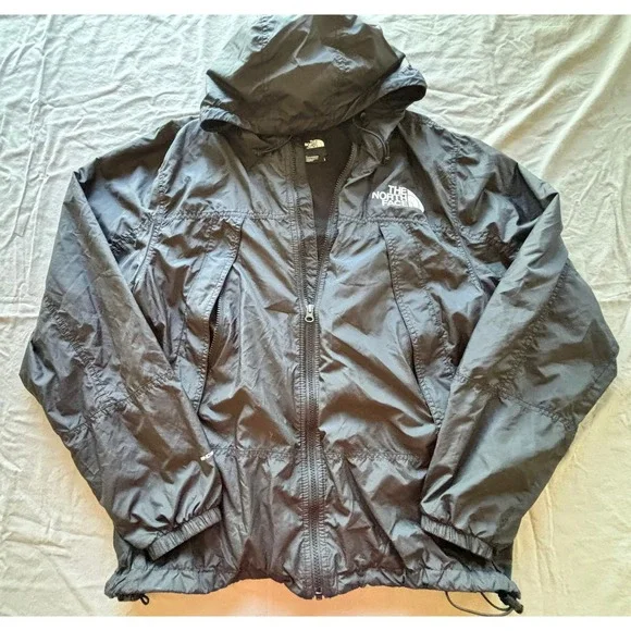 The North Face Mens Hydrenaline Windbreaker Jacket Black Hooded Large Windwall