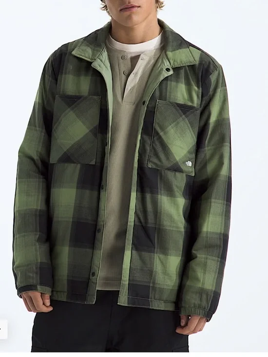 The North Face Men’s Afterburner Reversible Insulated Green Plaid Jacket- M