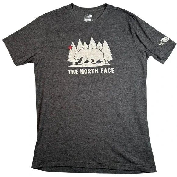 The North Face Cali Bear Tee Mens Large Gray Tri Blend Graphic Shirt Gorpcore
