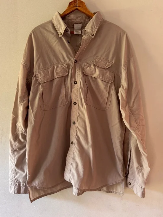 The North Face Mens Sz Large Long Sleeve Button Down Shirt Hiking Fishing