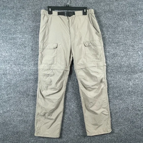 The North Face Pants Mens Large 32x27 Gray Convertible Cargo Pockets Belted Fish