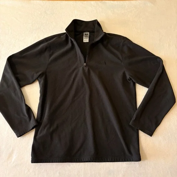 The North Face 1/4 Zip Fleece Mens Medium Black Pullover Logo Outdoor