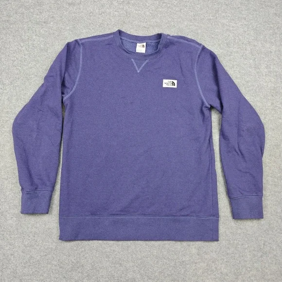 The North‎ Face Sweatshirt Mens Large Purple Heritage Patch Fleece Crewneck