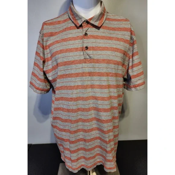 The North Face Shirt Golf Polo Mens Size XL Gray Orange Striped Short‎ Sleeve