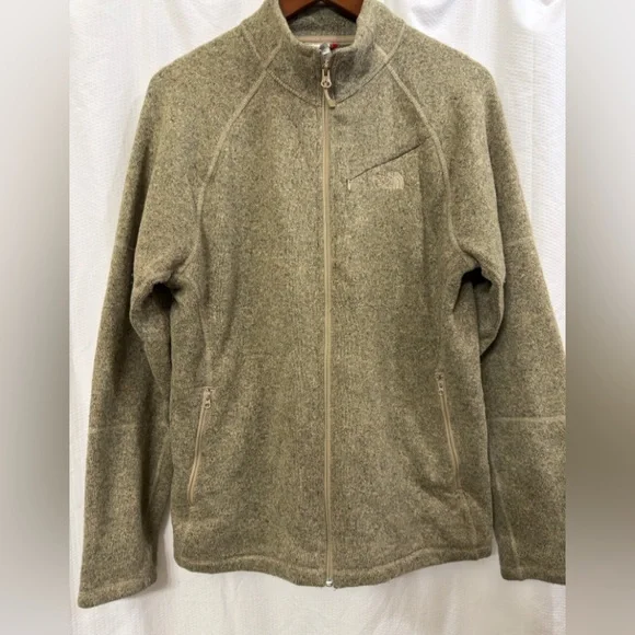 The North Face Men's Tsillan‎ Full Zip Olive Green Fleece Jacket Sz M EUC
