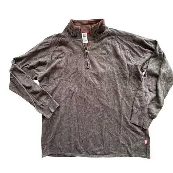 THE NORTH‎ FACE mens XXL Pullover Sweater 1/4 Zip Brown wool blend