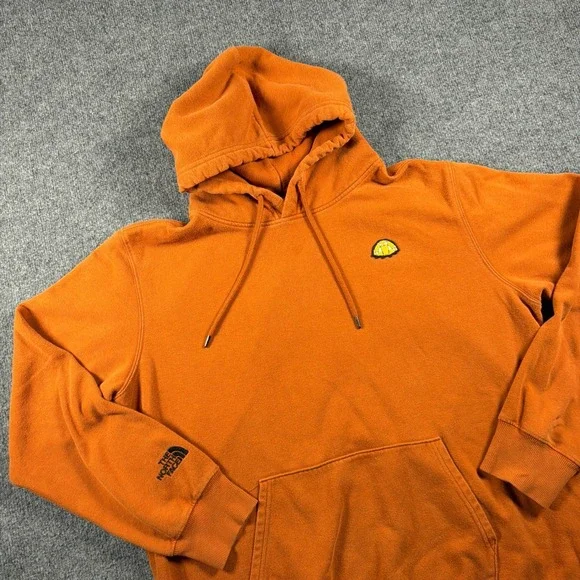The‎ North Face Hoodie Mens XL Orange Geodesic Tent Logo Pullover SP20