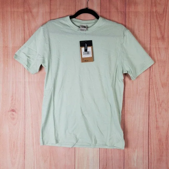 The North Face T Shirt Men Small Light Green Cotton‎ Logo Standard Fit Outdoor