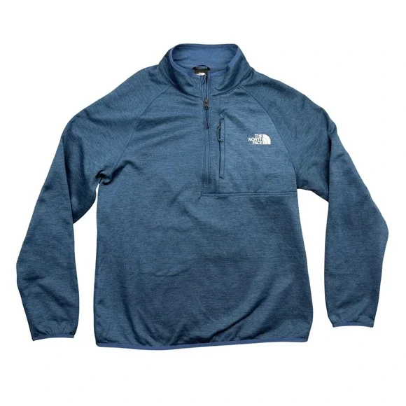 The North Face Canyonlands Pullover Mens L Blue Quarter Zip Fleece Sweater EUC