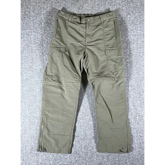 The North Face Mens L/G Convertible Cargo Pants Zip Off Hiking Outdoor Khaki‎