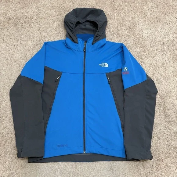 The North Face Summit Series SoftShell Windstopper Jacket Mens Large Blue Hooded