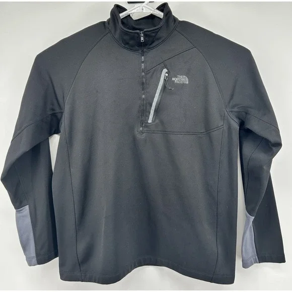 The North Face Quarter Zip Long Sleeve Pullover‎ Jacket Black Men's Size XL