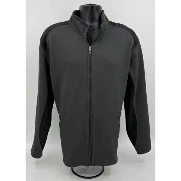 The North Face TKA Stealth Full Zip Fleece Jacket Black &‎ Grey Men's Size XL
