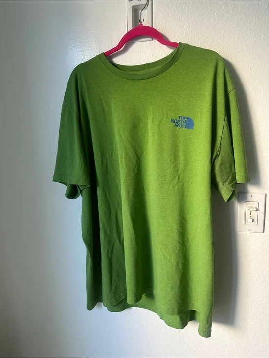 The North Face Bright Green Tee with Blue Logo