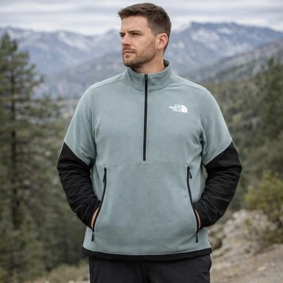 The North Face Fleece 1/4 Zip Pullover Mens Large Gray Polyester Gorpcore Hiking