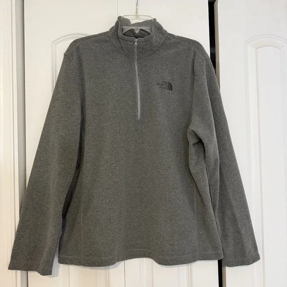 The North Face Sweatshirt Mens Large Gray Fleece Logo 1/4 Zip Pullover