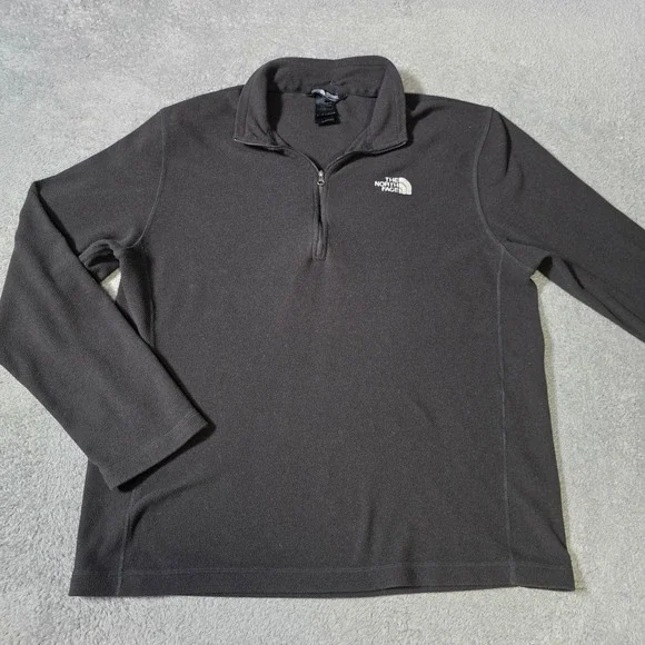 The North Face Mens Large Quarter Zip Fleece Pullover Black TKA 100 Glacier