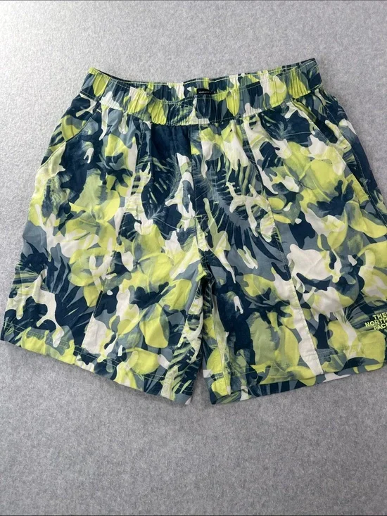 The North Face Yellow Neon Camo Athletic Shorts