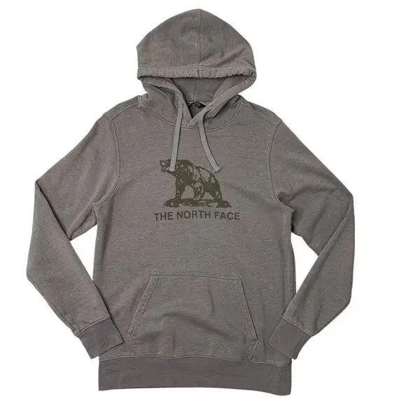 The North Face Hoodie Mens M Medium Zinc Fleece Bear Graphic Pullover Sweatshirt