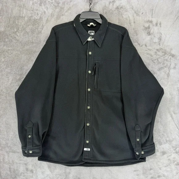 The North Face Mens Black Fleece Button Down Shirt Jacket Large S06 1009563