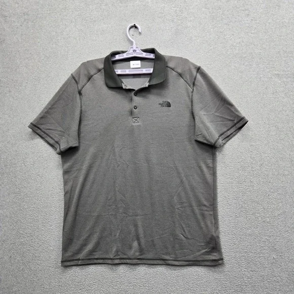 The North Face Men Polo XL Gray Activewear Logo Horizon Flash Dry Stretch