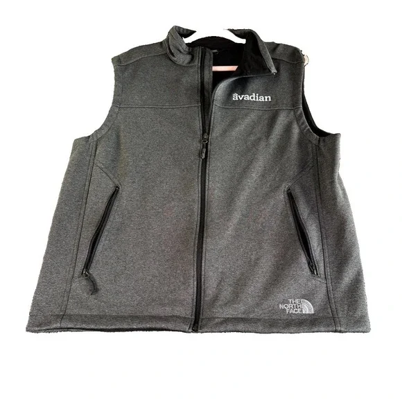 The North Face Avadian Ridgewall Soft Shell Vest Mens L Heather Gray Full Zip