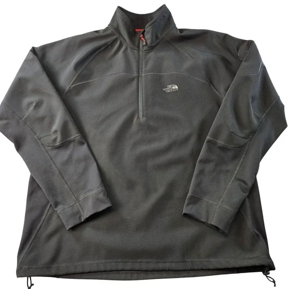 The North Face Sweatshirt Mens XL Black Pullover 1/4 Zip Lined Pockets Fleece