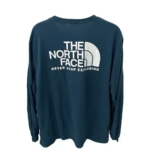 The North Face Long Sleeve T-shirt Never Stop Exploring Box Logo Blue Men's XL