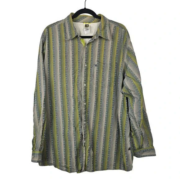 The North Face A5 Series Men's XL Green Striped Long Sleeve Button Up Shirt