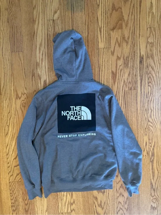 The North Face Gray Crewneck Hoodie with Black Logo Box