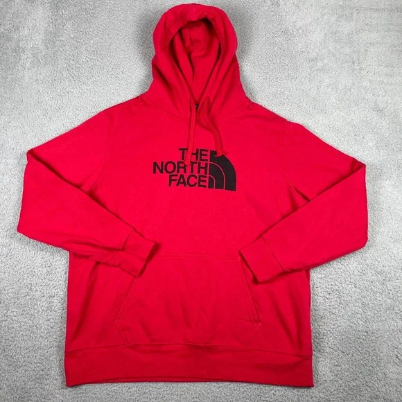 The North Face Half Dome Pullover Hoodie Mens XL Red Graphic Fleece Sweatshirt