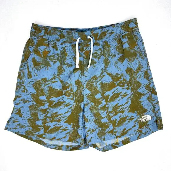 North Face Shorts Mens Small Blue Camo Swim Lined Quick Dry Elastic Waist 5
