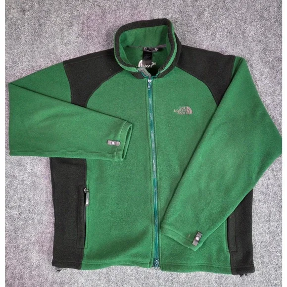 The North Face Fleece Jacket Mens L Green Black‎ Full Zip Denali Style Outdoor